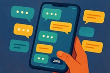 Modern chat room scene with active conversations and typing indicators