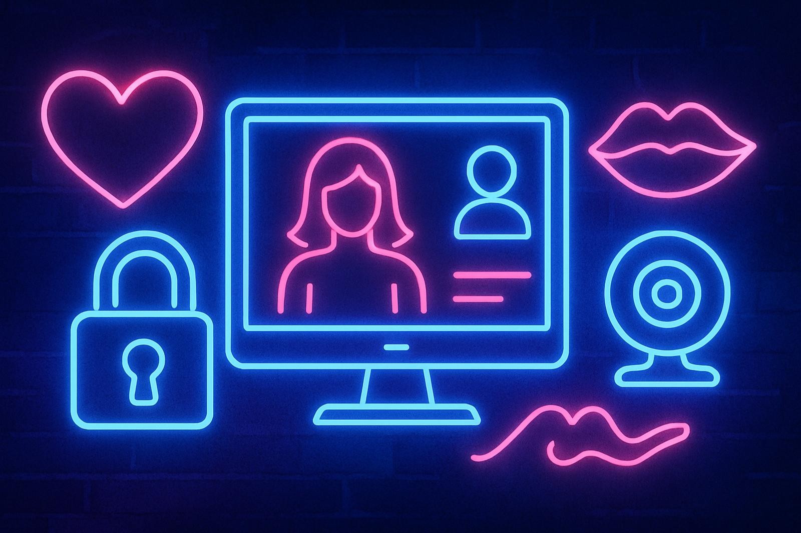 Open neon doorway at night with electric blue and pink light spilling onto an empty chair, symbolizing free anonymous entry